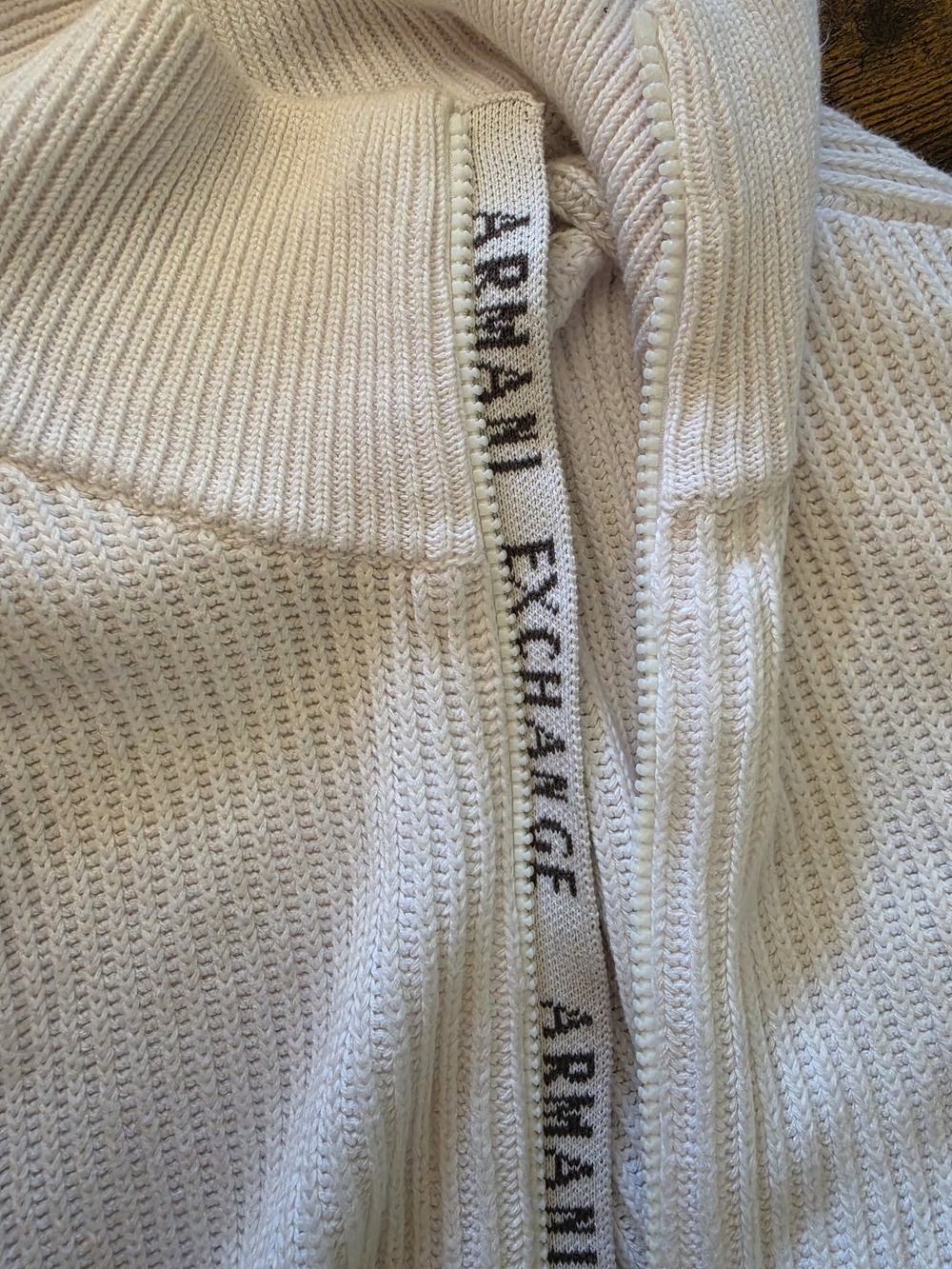 Armani Exchange Men's Cream Knit Full-Zip Sweater